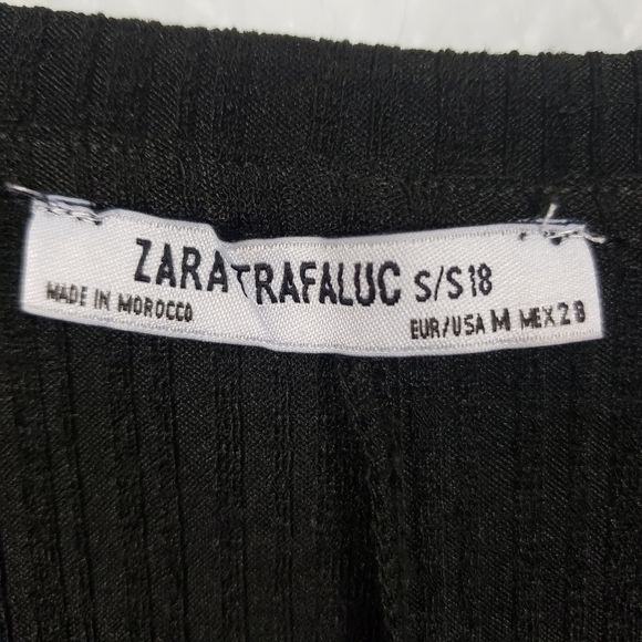 ZARA TRAFALUC Pleated Longline Tunic Oversized V-neck Top Black Sz M - Picture 9 of 10